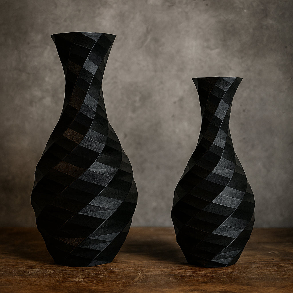 Vasos Decorativos Geométricos 3D – Conjunto com 2 Peças de Design Exclusivo