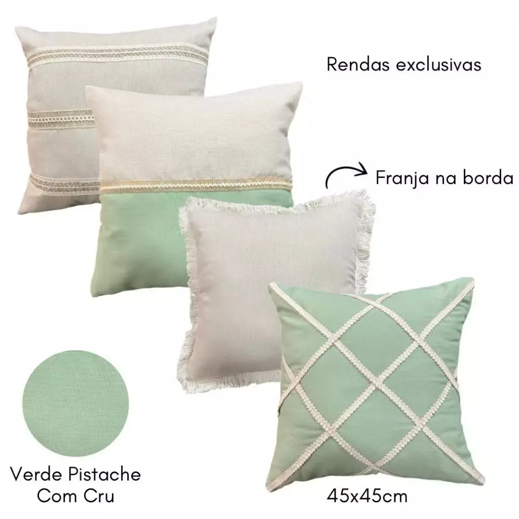 Conjunto 4 Capas de Almofada Decorativas Boho Chic – Toque Rústico e Elegante