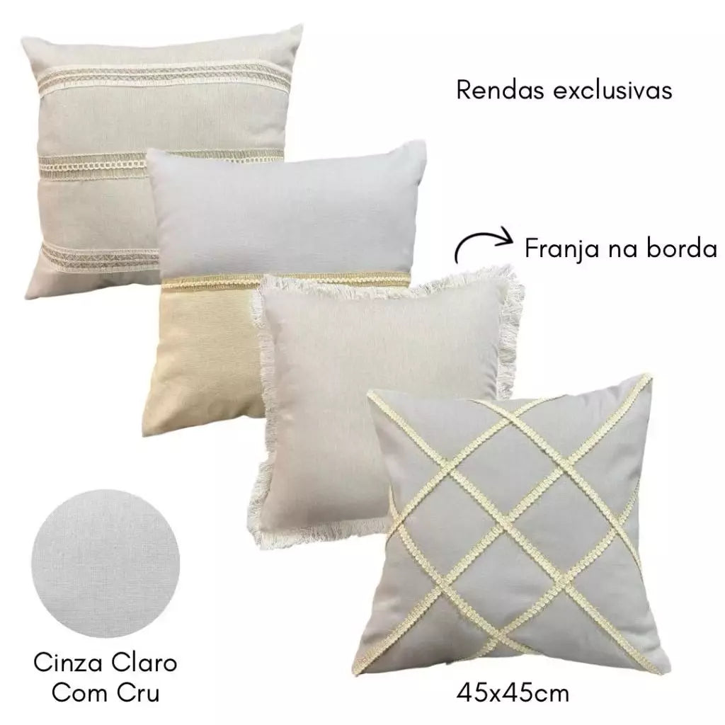 Conjunto 4 Capas de Almofada Decorativas Boho Chic – Toque Rústico e Elegante