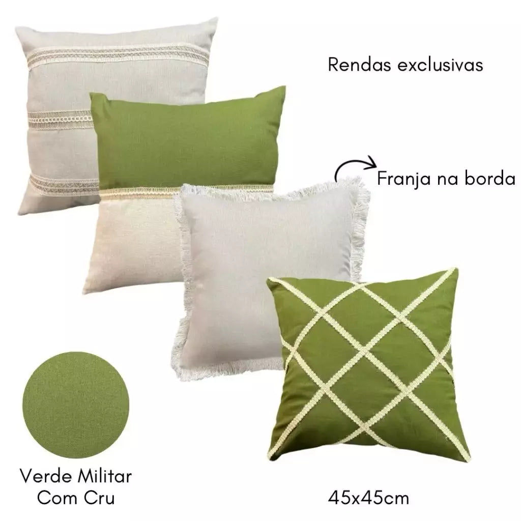 Conjunto 4 Capas de Almofada Decorativas Boho Chic – Toque Rústico e Elegante