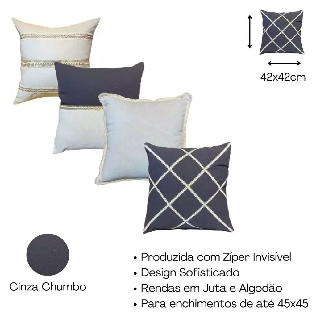 Conjunto 4 Capas de Almofada Decorativas Boho Chic – Toque Rústico e Elegante
