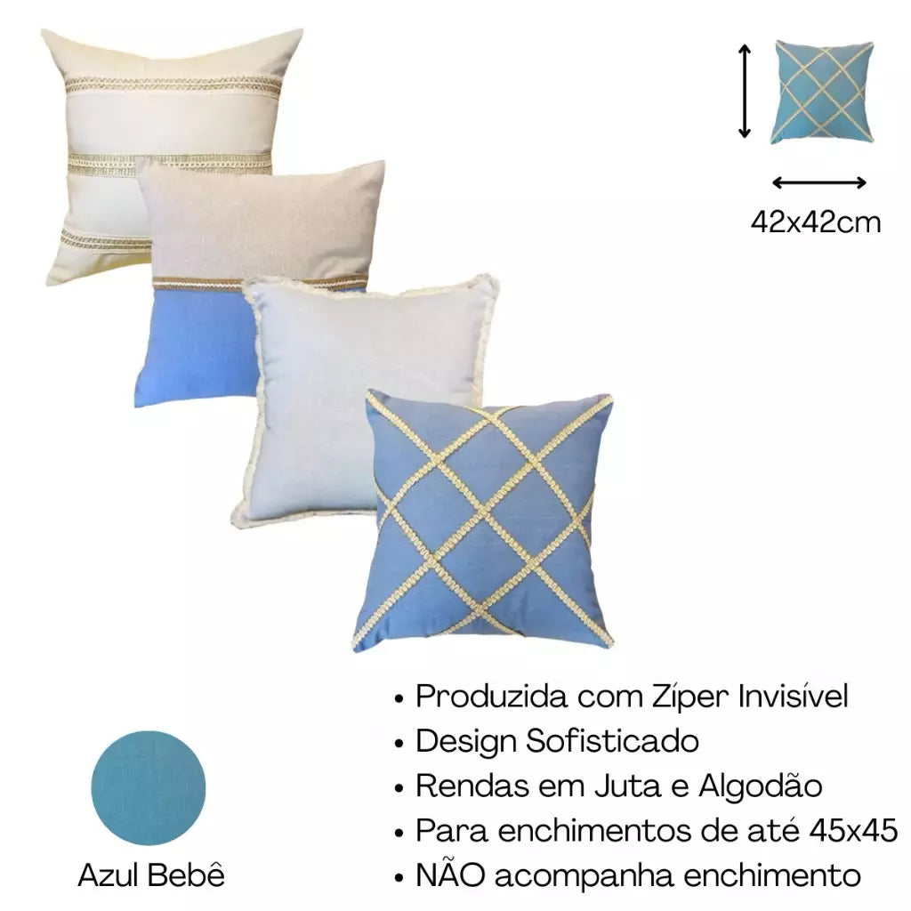 Conjunto 4 Capas de Almofada Decorativas Boho Chic – Toque Rústico e Elegante