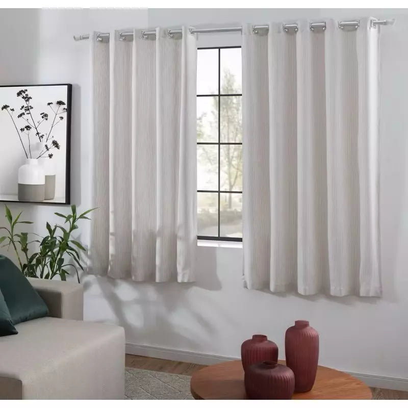 Cortina Rustic Linho Flame com Ilhós Cromado – 2,20m Largura x 1,30m Altura