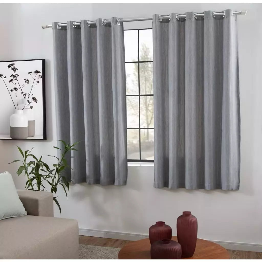 Cortina Rustic Linho Flame com Ilhós Cromado – 2,20m Largura x 1,30m Altura