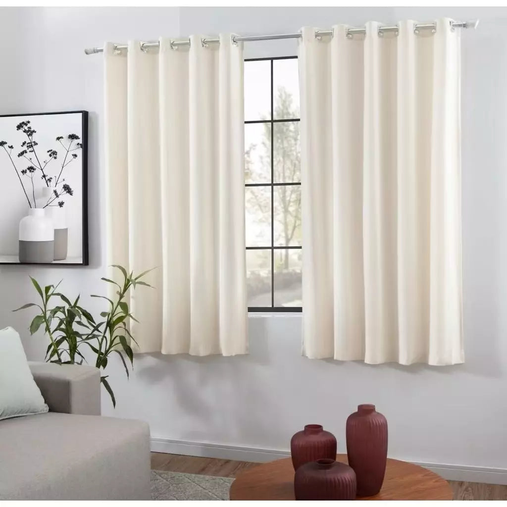 Cortina Rustic Linho Flame com Ilhós Cromado – 2,20m Largura x 1,30m Altura