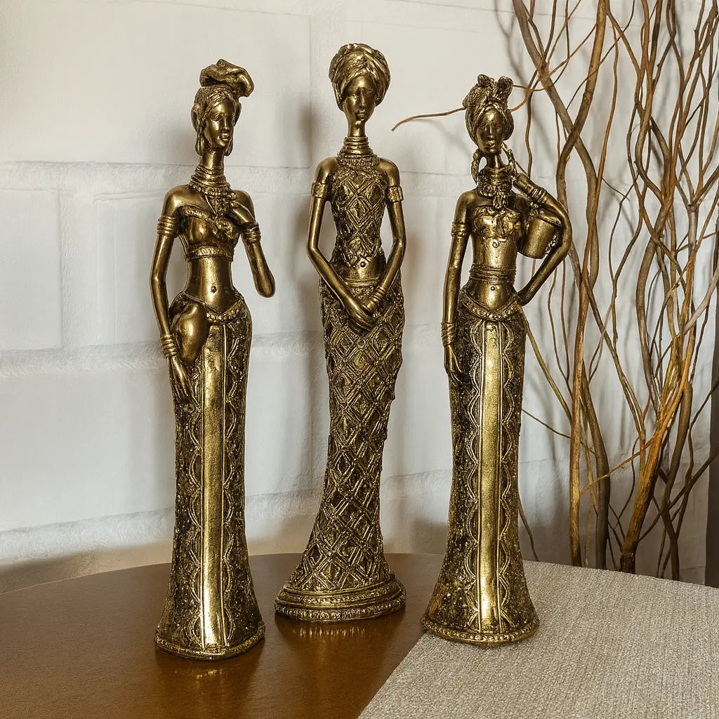 Trio Estatuetas Femininas - Arte e Cultura da África