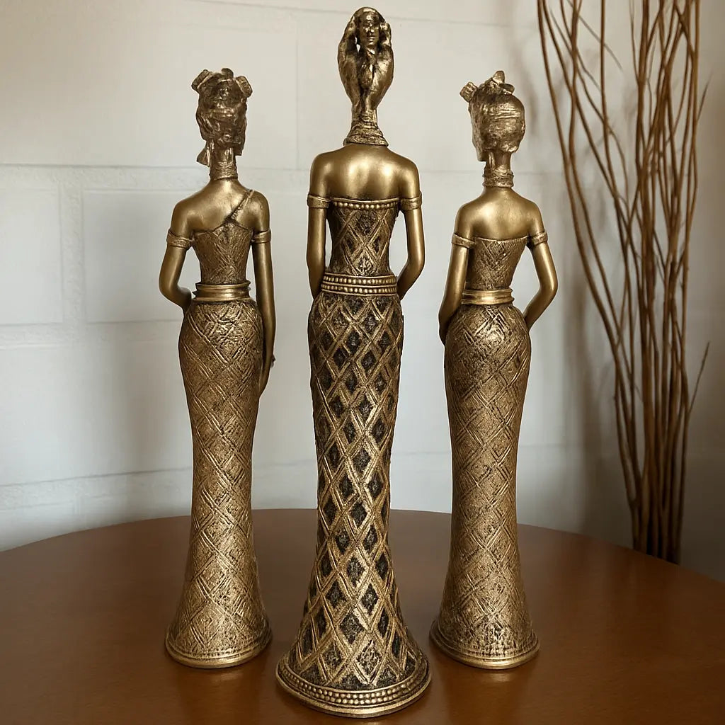 Trio Estatuetas Femininas - Arte e Cultura da África