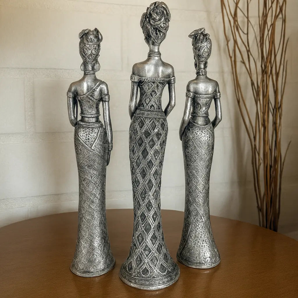 Trio Estatuetas Femininas - Arte e Cultura da África