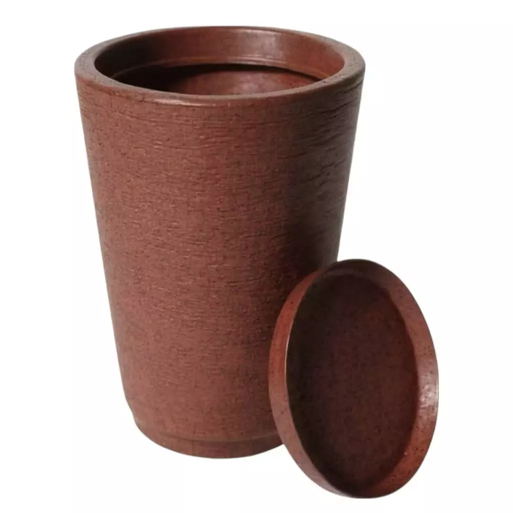 Vaso Decorativo Escovado com Prato – Estilo Luxo para Plantas