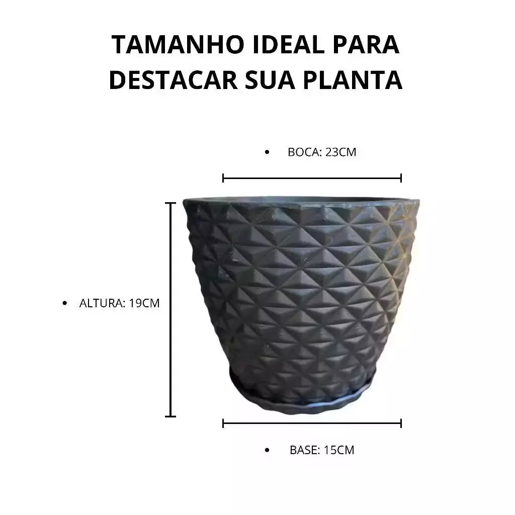 Vaso Moderno Diamante em Polietileno PP - Prato Incluso
