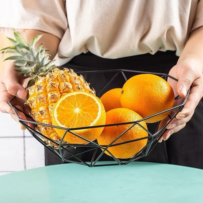 Fruteira Geométrica de Ferro Preto – Design Moderno e Resistente para Decorar e Organizar sua Mesa