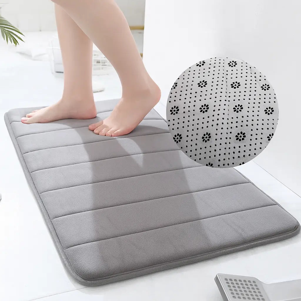 Conjunto 2 Tapetes de Banheiro com Espuma Memory Foam – Conforto Antiderrapante e Toque Aveludado