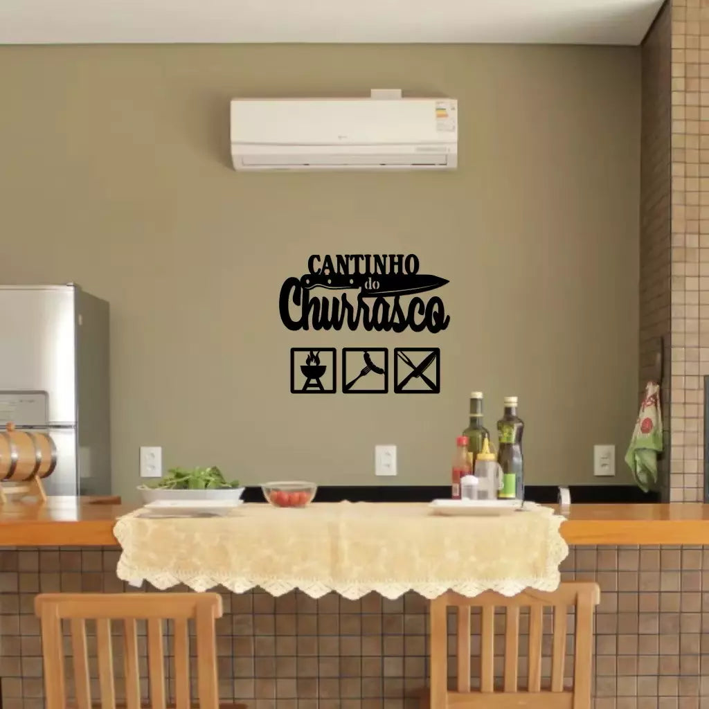 Placa Decorativa Cantinho do Churrasco em MDF – Design Moderno para Área Gourmet