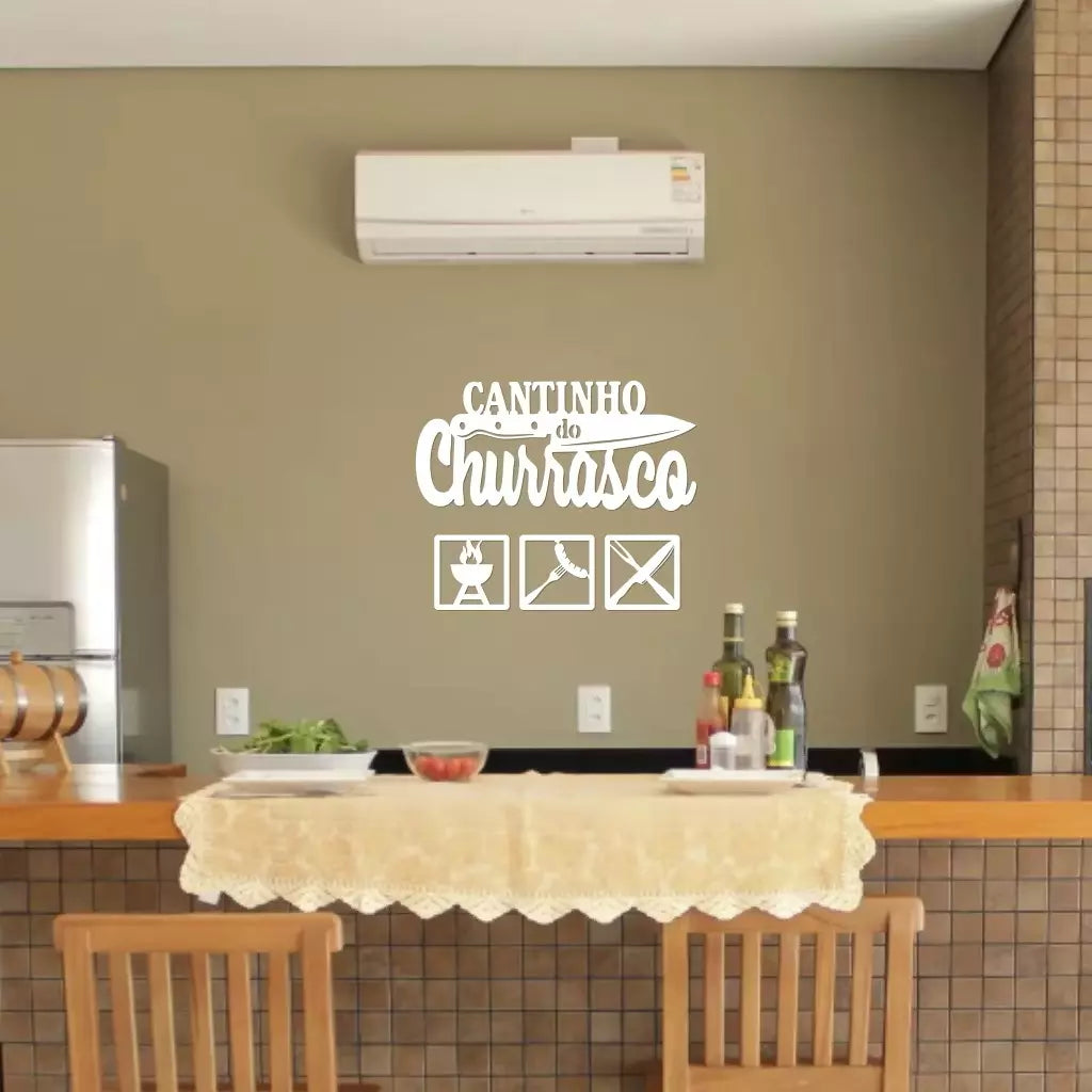 Placa Decorativa Cantinho do Churrasco em MDF – Design Moderno para Área Gourmet
