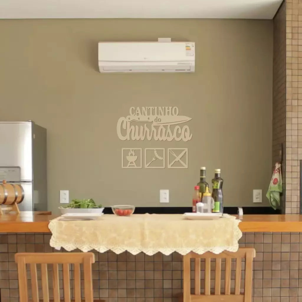 Placa Decorativa Cantinho do Churrasco em MDF – Design Moderno para Área Gourmet