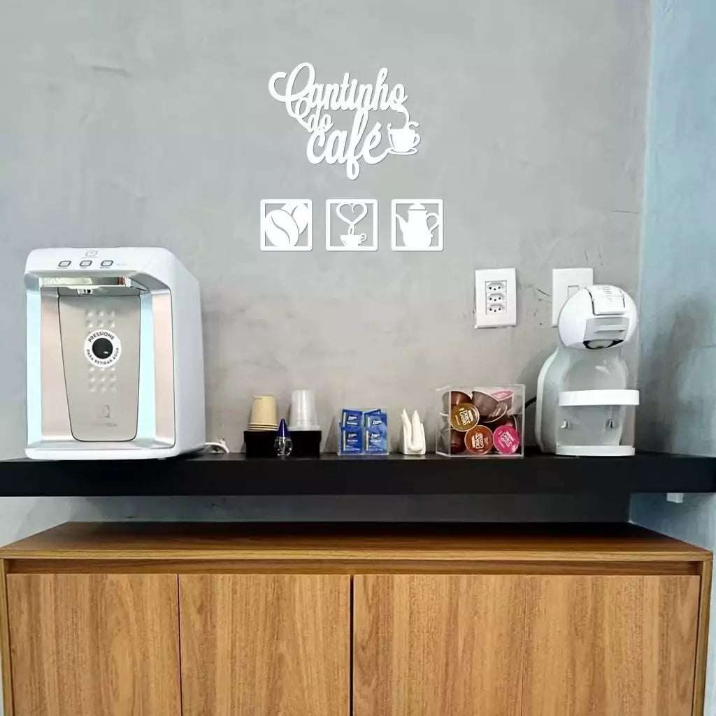 Kit Cantinho do Café 4 Peças 30cm MDF - Decoração Cozinha/ Studio