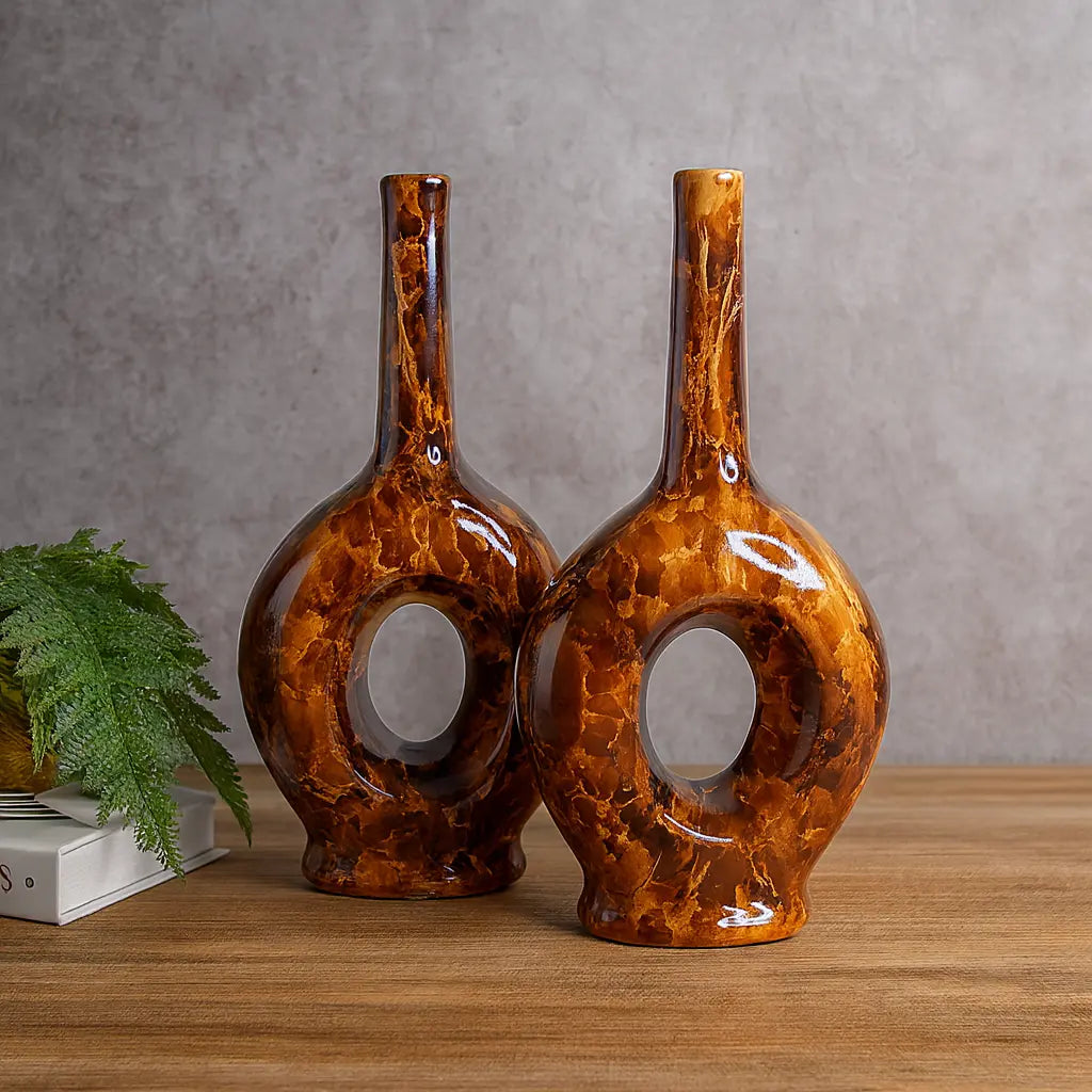 Conjunto 2 Garrafas Italianas em Cerâmica Grande – Design Mármore Luxuoso