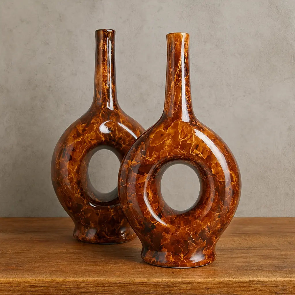 Conjunto 2 Garrafas Italianas em Cerâmica Grande – Design Mármore Luxuoso
