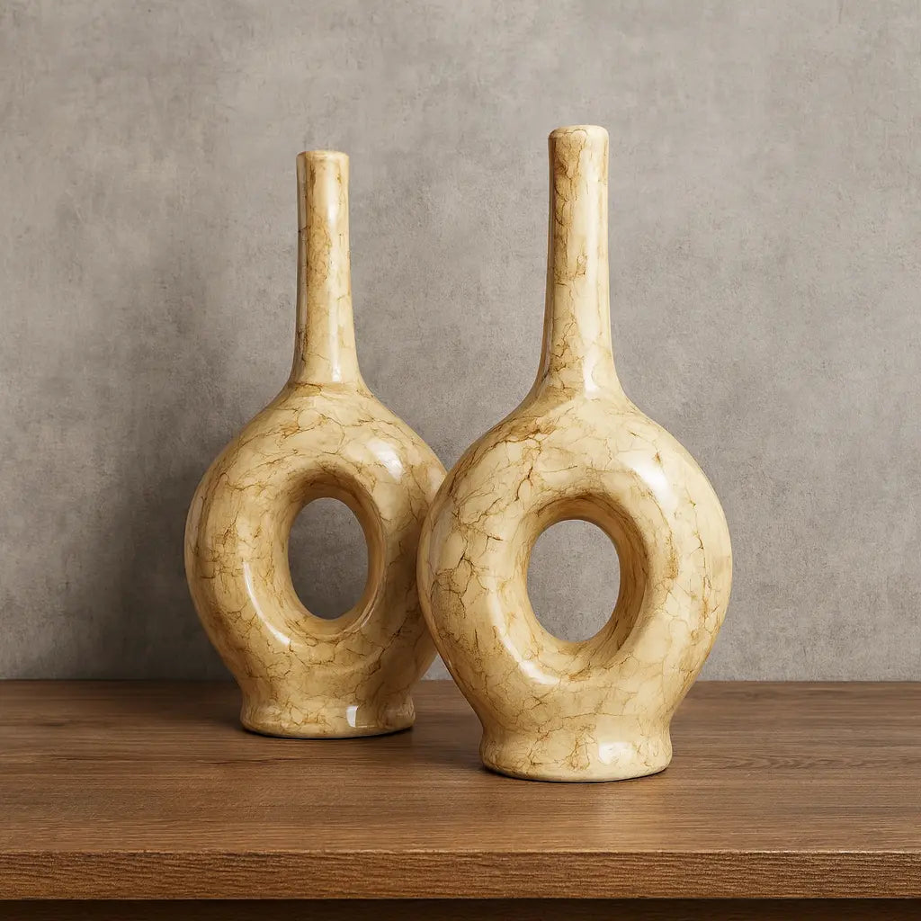 Conjunto 2 Garrafas Italianas em Cerâmica Grande – Design Mármore Luxuoso