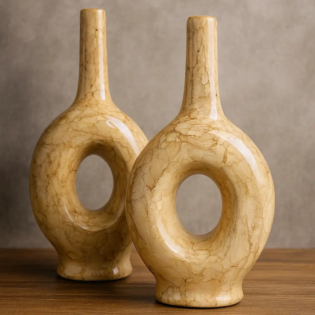 Conjunto 2 Garrafas Italianas em Cerâmica Grande – Design Mármore Luxuoso