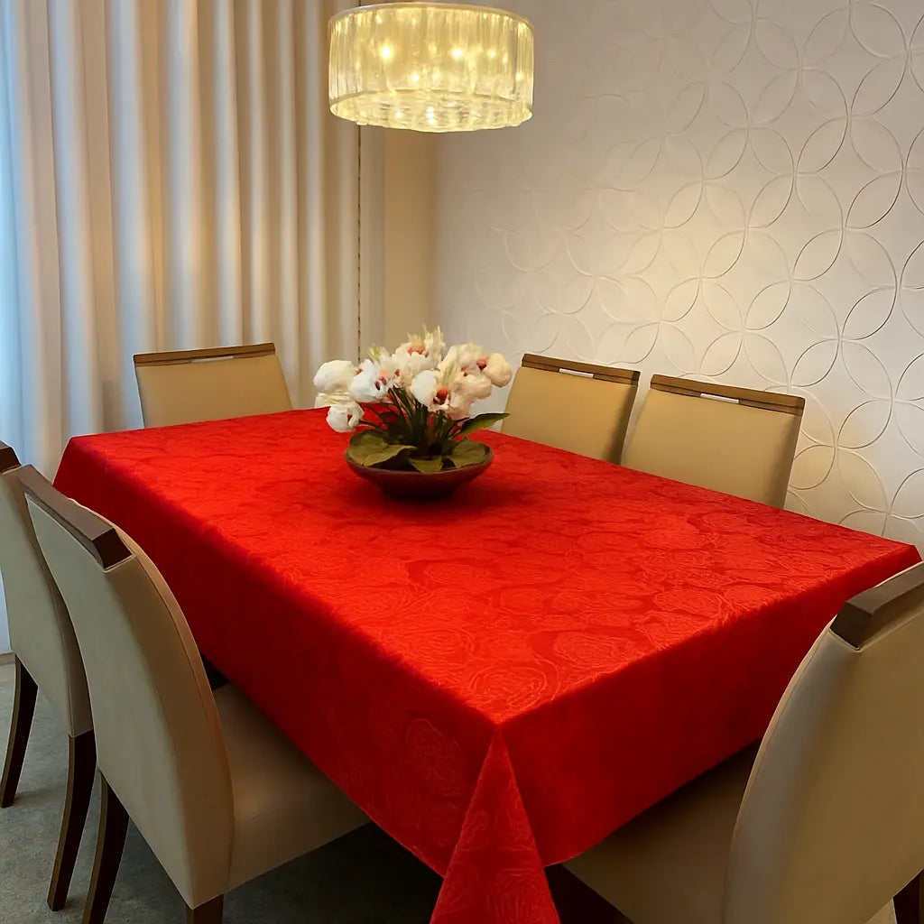 Toalha de Mesa Jacquard Luxo 6 Lugares 2,10x1,40 - Elegância e Durabilidade