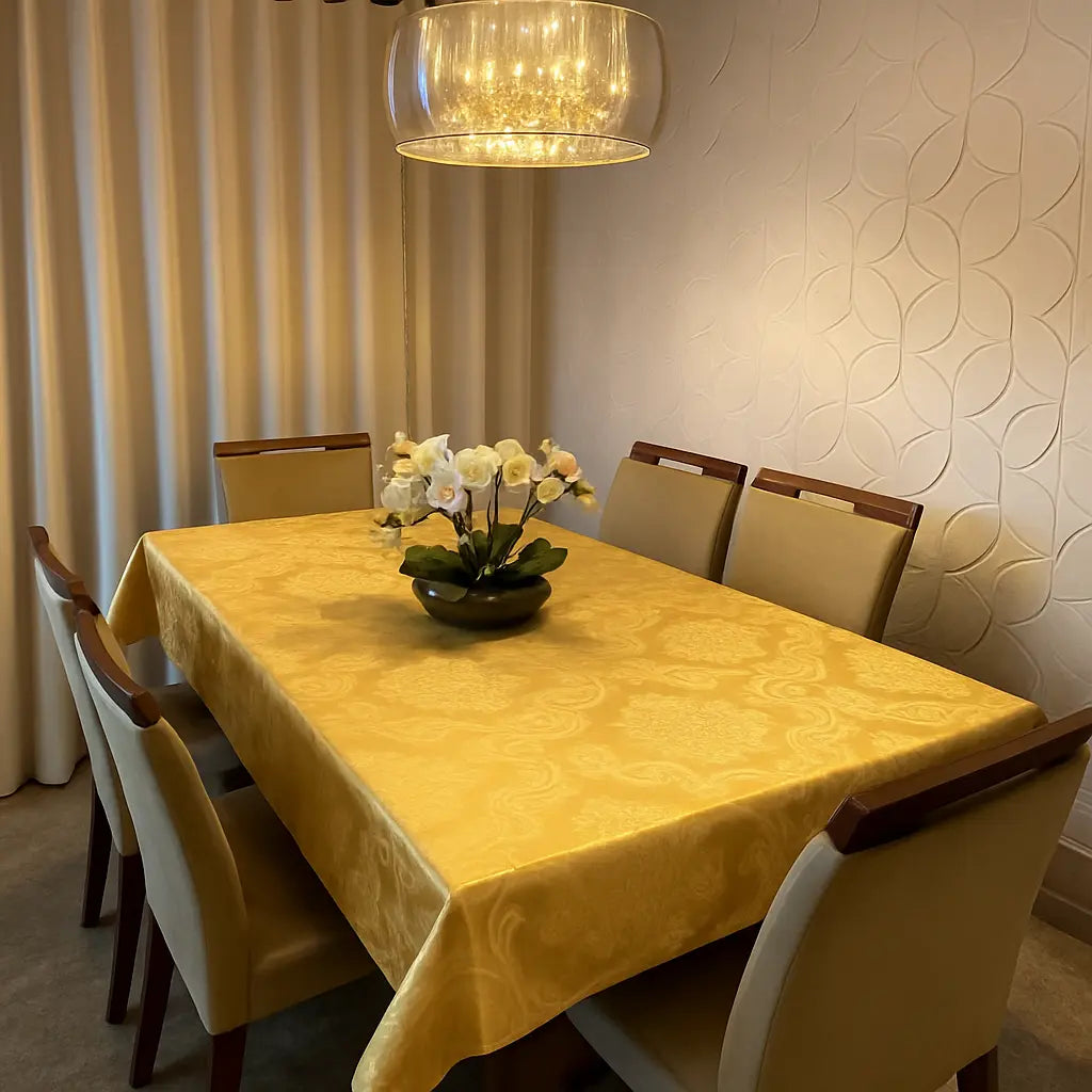 Toalha de Mesa Jacquard Luxo 6 Lugares 2,10x1,40 - Elegância e Durabilidade