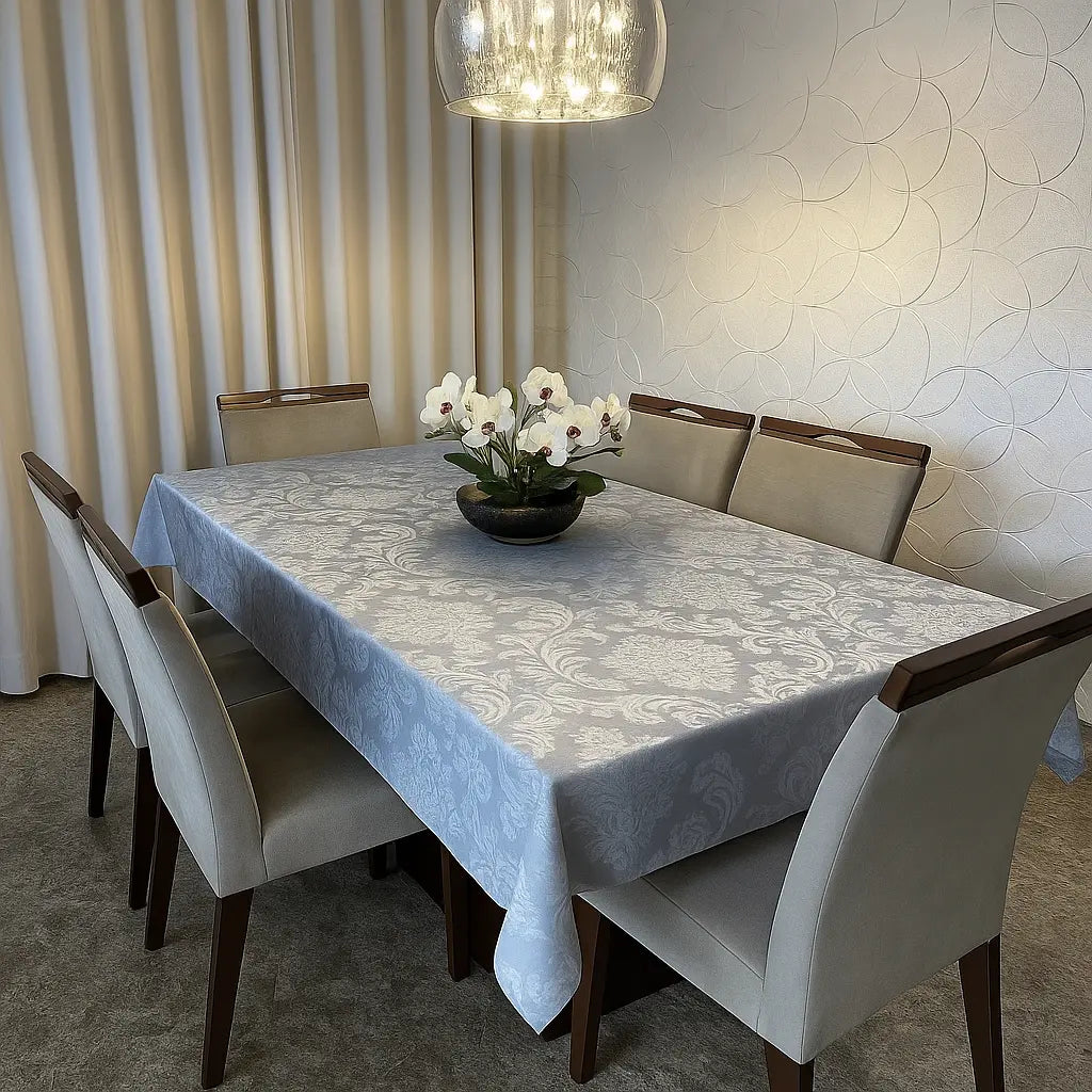 Toalha de Mesa Jacquard Luxo 6 Lugares 2,10x1,40 - Elegância e Durabilidade