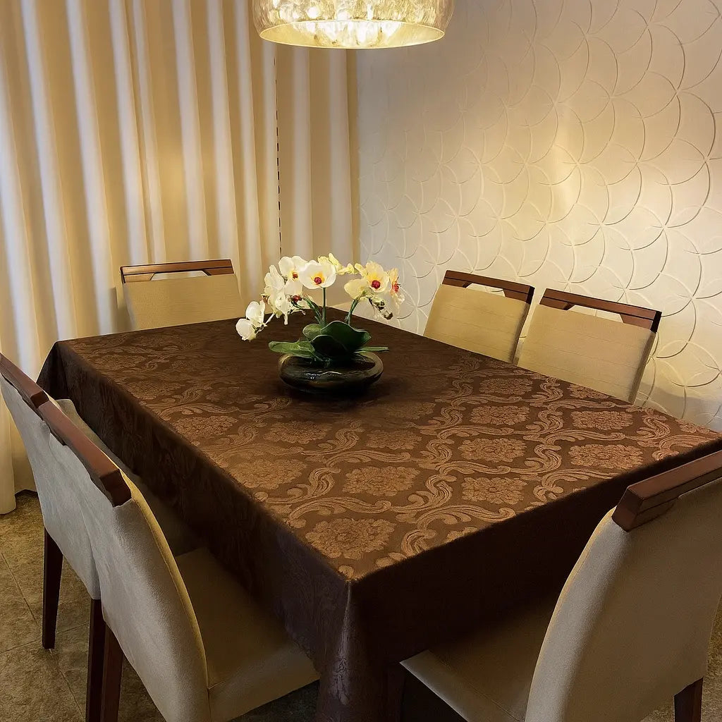 Toalha de Mesa Jacquard Luxo 6 Lugares 2,10x1,40 - Elegância e Durabilidade