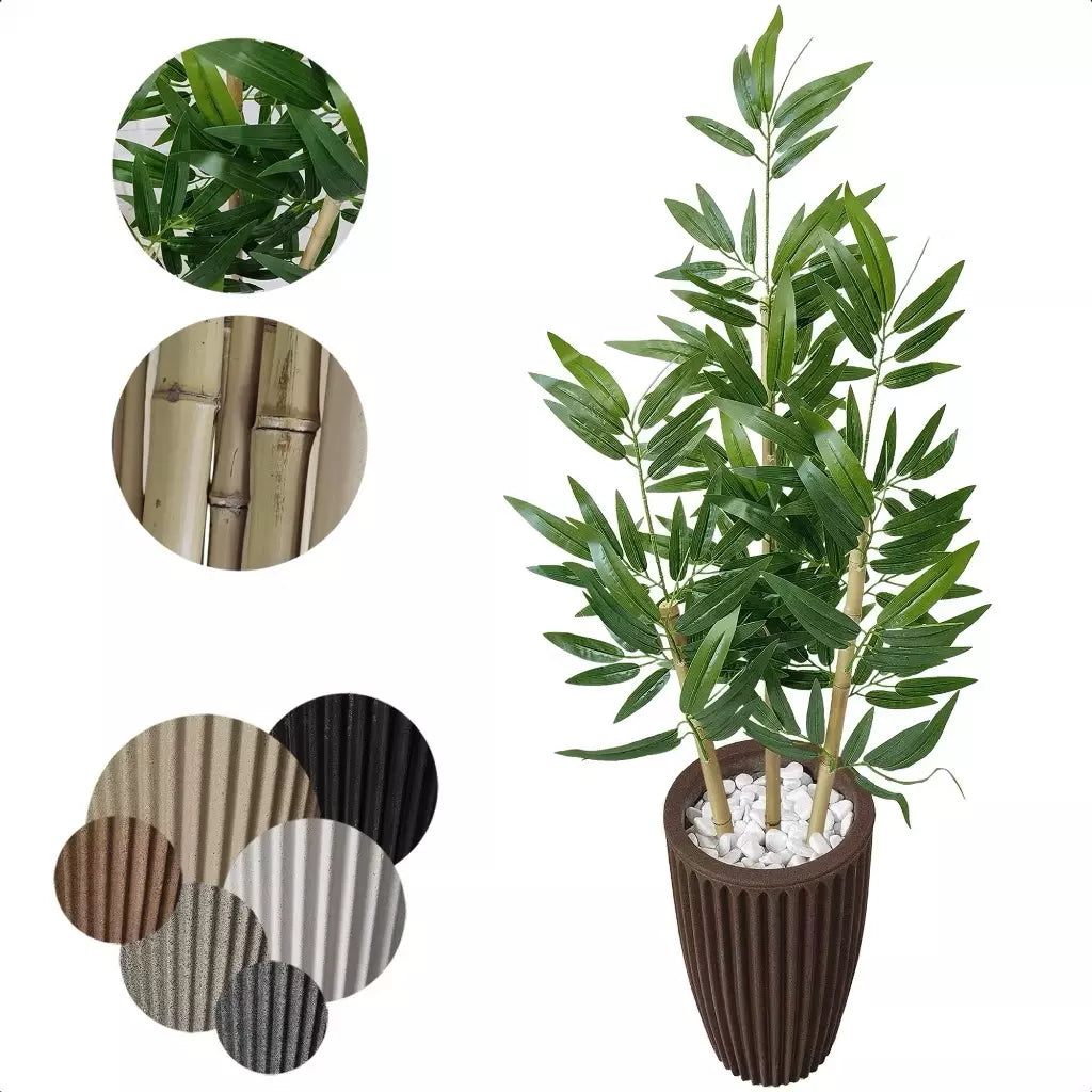 Bambu da Sorte Artificial com Vaso Decorativo e Pedras Naturais – Elegância e Harmonia