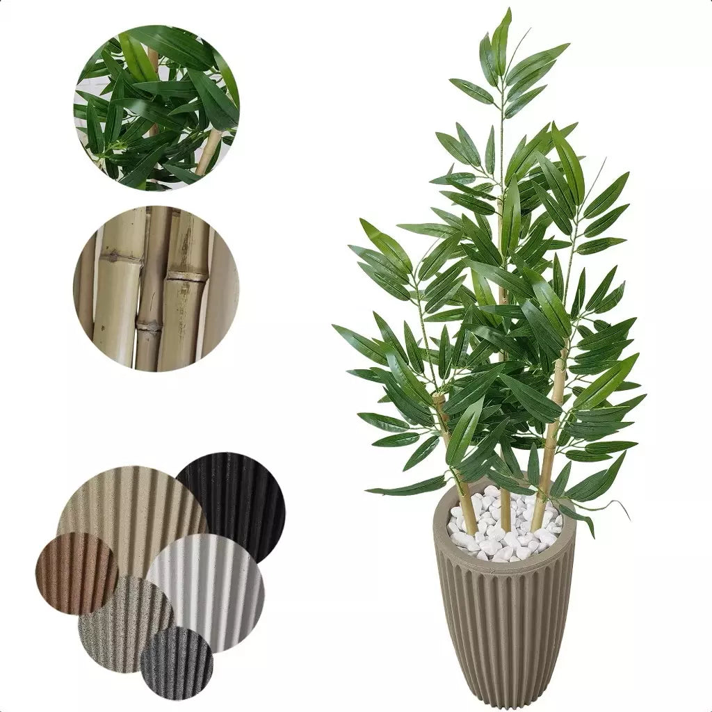Bambu da Sorte Artificial com Vaso Decorativo e Pedras Naturais – Elegância e Harmonia