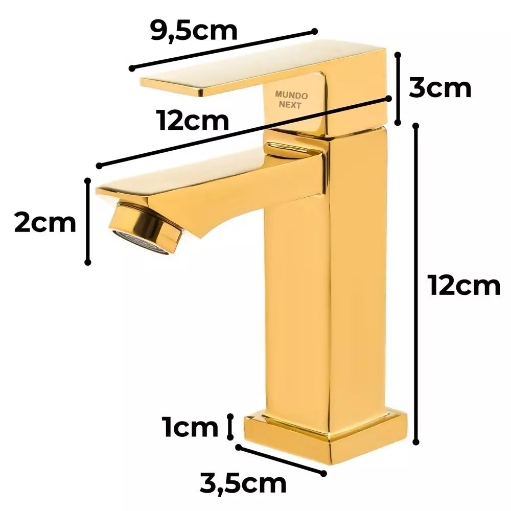 Torneira de Metal para Lavabo e Banheiro – Design Moderno Luxo Quadrado 1/2