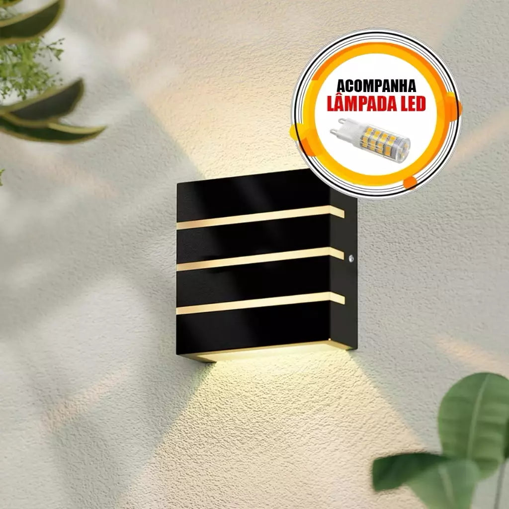 Arandelas LED de Parede – Kit 3 Peças, Metal 3 Frisos para Área Externa