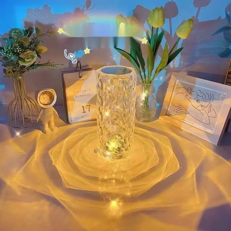 Luminária Cristal Touch LED 16 Cores – USB e Efeito Projetor