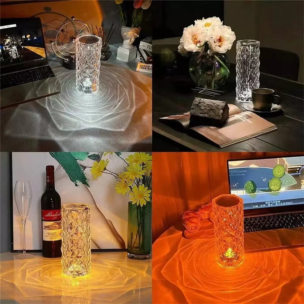 Luminária Cristal Touch LED 16 Cores – USB e Efeito Projetor