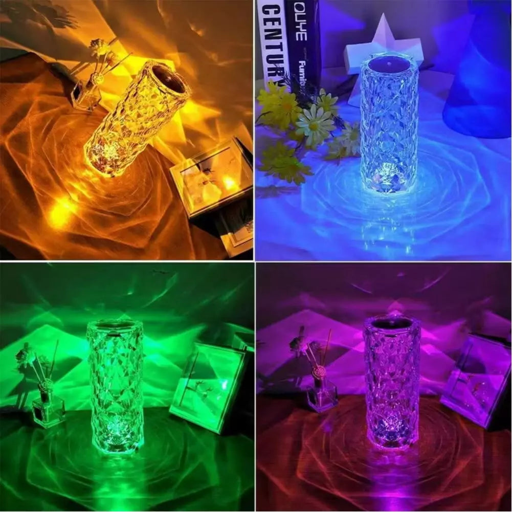 Luminária Cristal Touch LED 16 Cores – USB e Efeito Projetor