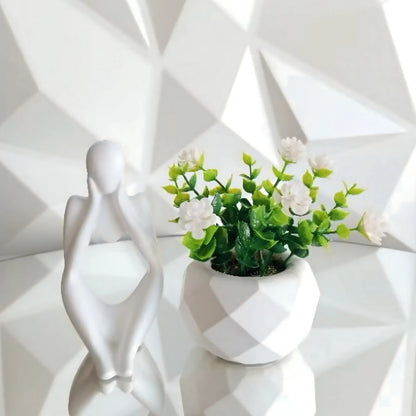 Arranjo Decorativo Mimoso – Vaso 3D, Flor Artificial e Estátua em Cores