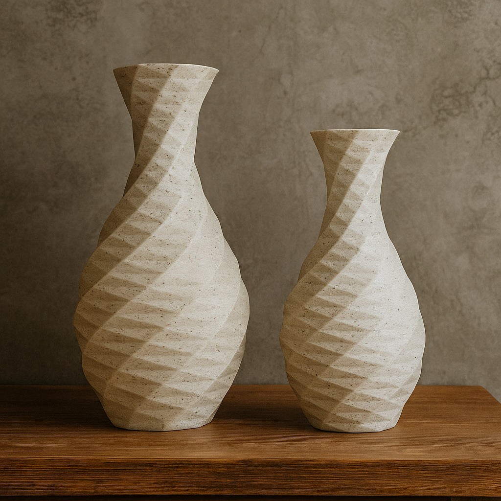 Vasos Decorativos Geométricos 3D – Conjunto com 2 Peças de Design Exclusivo