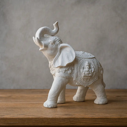 Elefante Indiano da Sorte e Prosperidade – Estátua Decorativa em Gesso 14cm