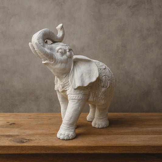 Elefante Indiano da Sorte e Prosperidade – Estátua Decorativa em Gesso 14cm