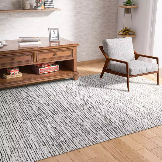 Tapete Boho Artesanal de Tear 1,40x2,00 – Rústico Mesclado Bege com Jacquard Antiderrapante