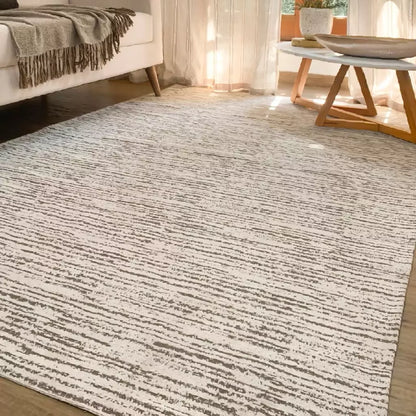 Tapete Boho Artesanal de Tear 1,40x2,00 – Rústico Mesclado Bege com Jacquard Antiderrapante
