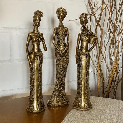 Trio Estatuetas Femininas - Arte e Cultura da África
