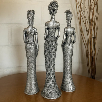 Trio Estatuetas Femininas - Arte e Cultura da África