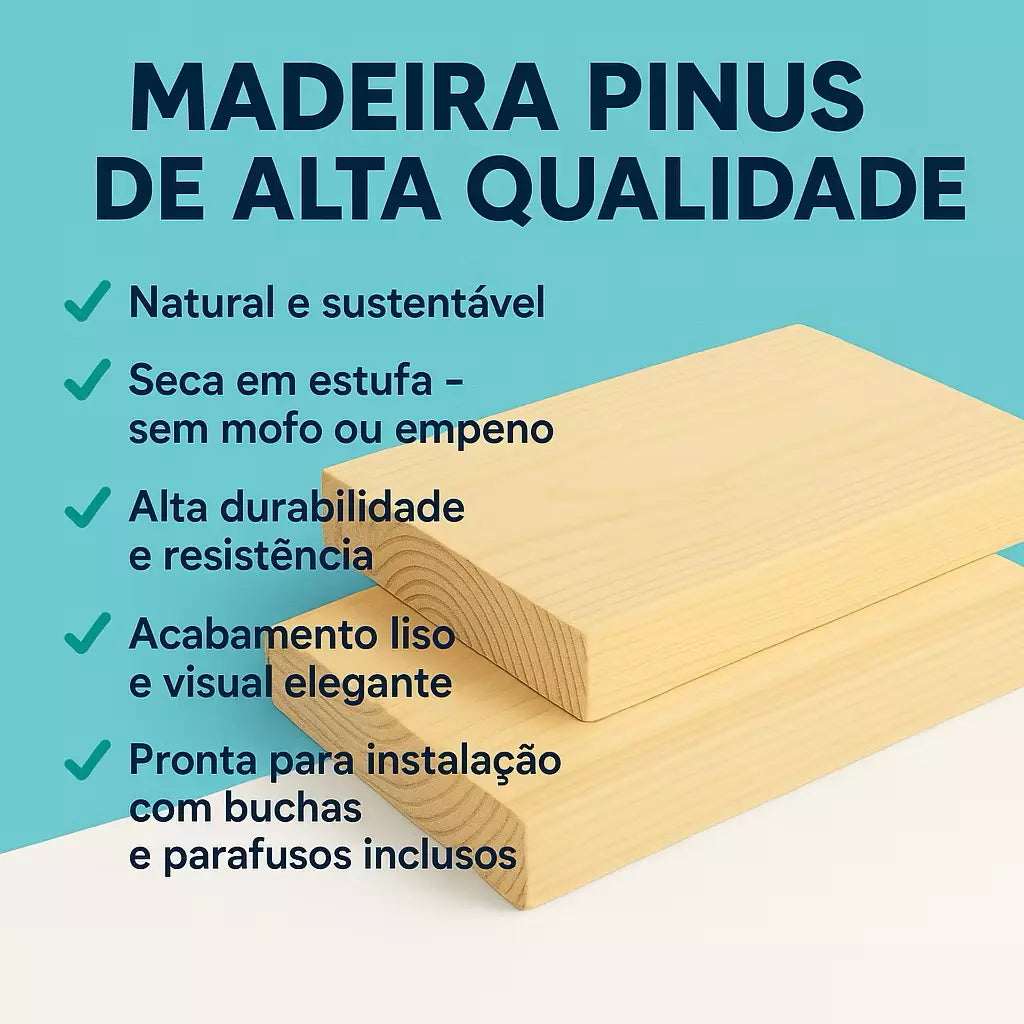Conjunto de 3 Prateleiras de Parede em Madeira – Suporte Rústico para Plantas e Decoração