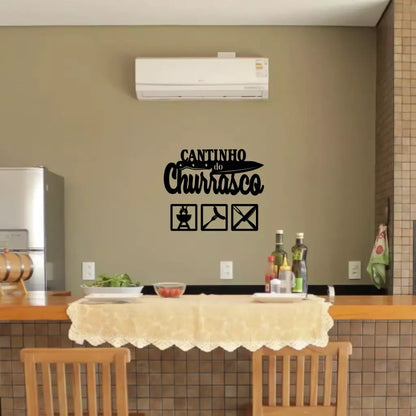 Placa Decorativa Cantinho do Churrasco em MDF – Design Moderno para Área Gourmet