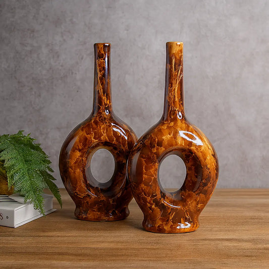 Conjunto 2 Garrafas Italianas em Cerâmica Grande – Design Mármore Luxuoso