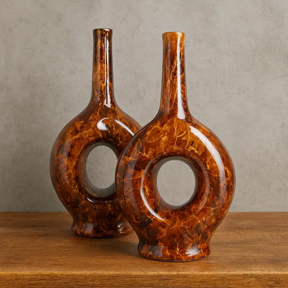 Conjunto 2 Garrafas Italianas em Cerâmica Grande – Design Mármore Luxuoso
