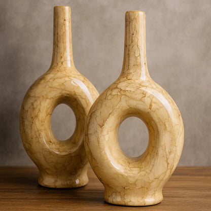 Conjunto 2 Garrafas Italianas em Cerâmica Grande – Design Mármore Luxuoso