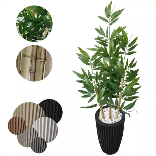 Bambu da Sorte Artificial com Vaso Decorativo e Pedras Naturais – Elegância e Harmonia