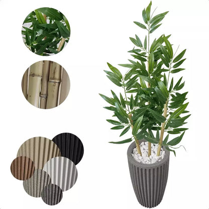 Bambu da Sorte Artificial com Vaso Decorativo e Pedras Naturais – Elegância e Harmonia